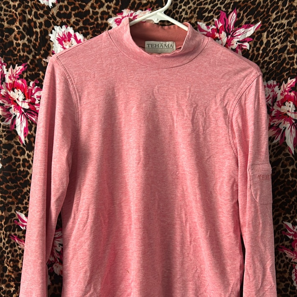 Light pink short turtleneck, hiking every day top